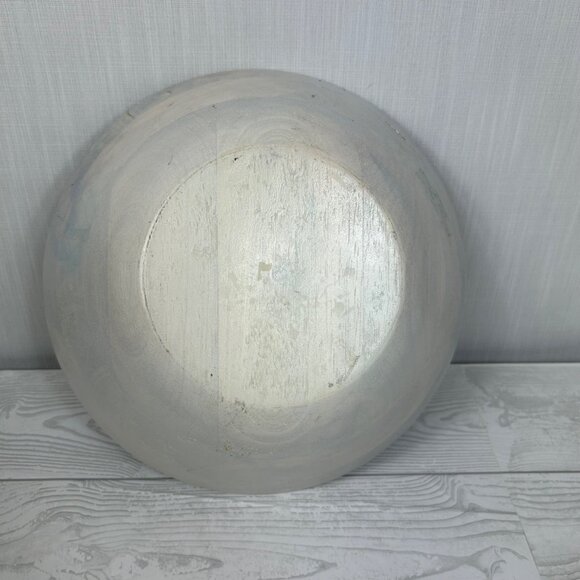 Handcrafted Wooden Decorative Bowl 12 Inches Bue White Grey‎ Boho - Picture 9 of 16